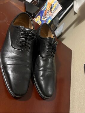 Magnanni Black Leather Derby Shoes 11.5 men’s with dust bag